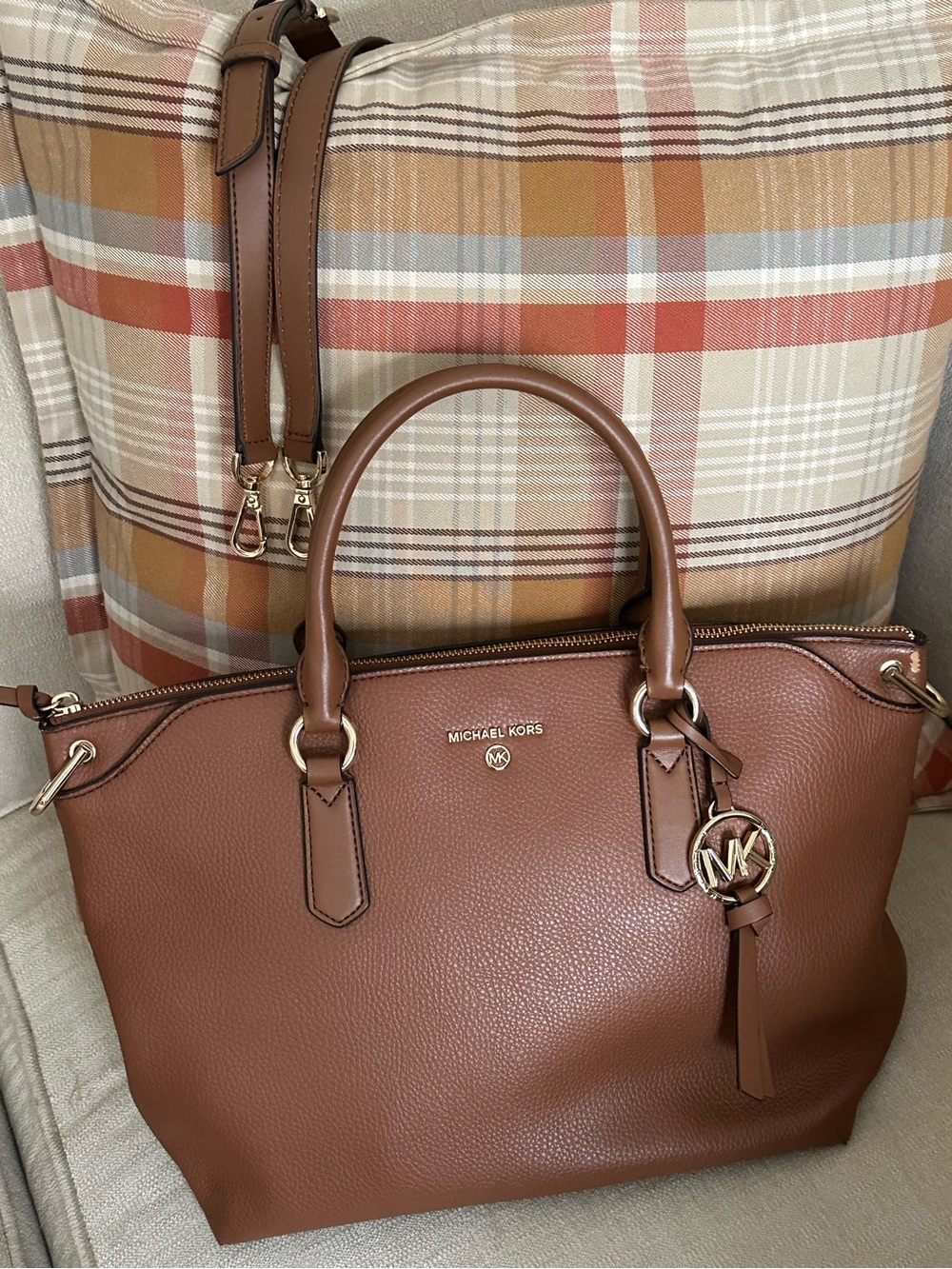 Michael Kors Cognac Leather Convertible Satchel Shoulder Bag